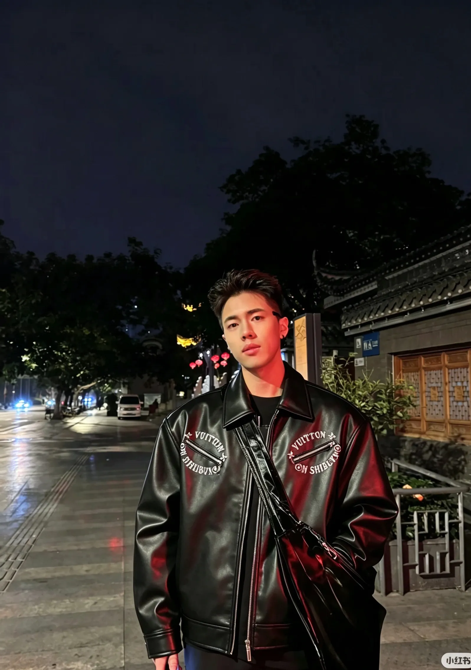 Louis Vuitton/Louis Vuitton Shibuya limited motorcycle lapel leather jacket